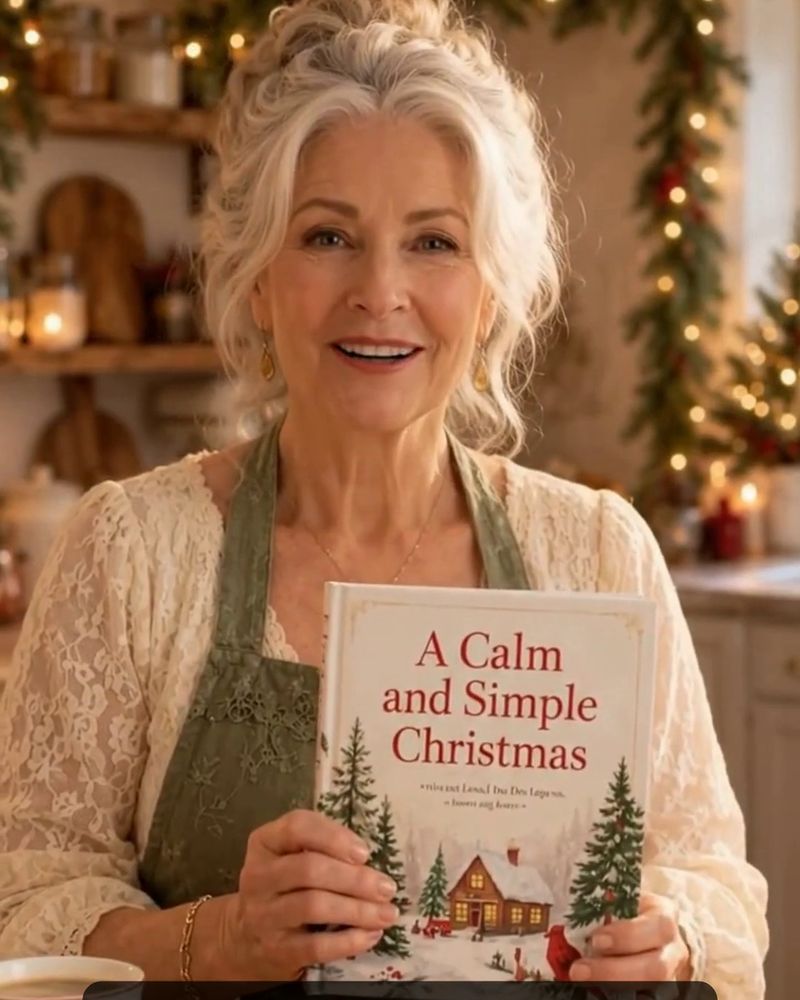The Dancing Sage holding her Christmas book